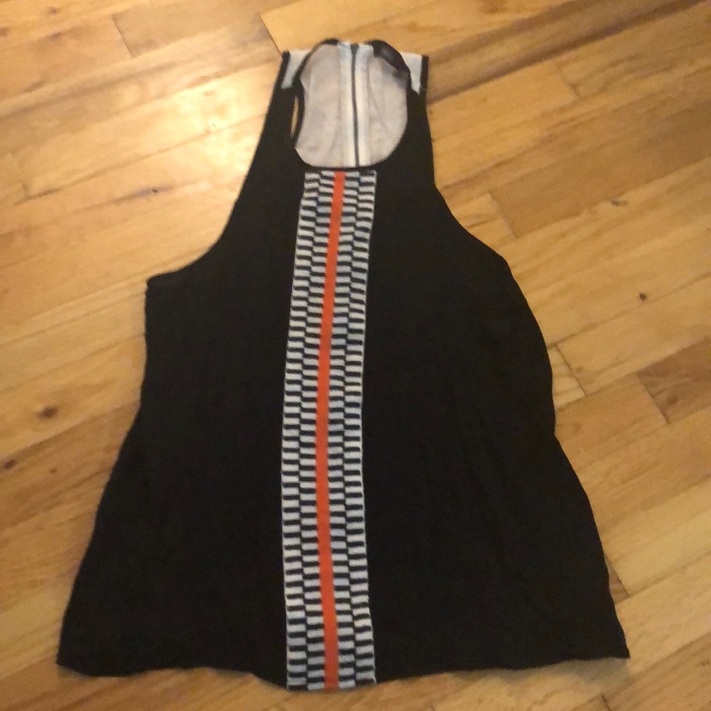Black tank with embroidered detail, barely worn